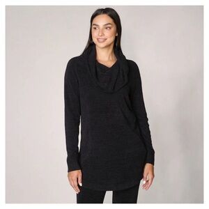 Barefoot Dreams Cozy Chic Ultra Lite Coastal Cowl Neck Tunic in Black